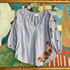 Velvet by Graham & Spencer Embroidered Peasant Top